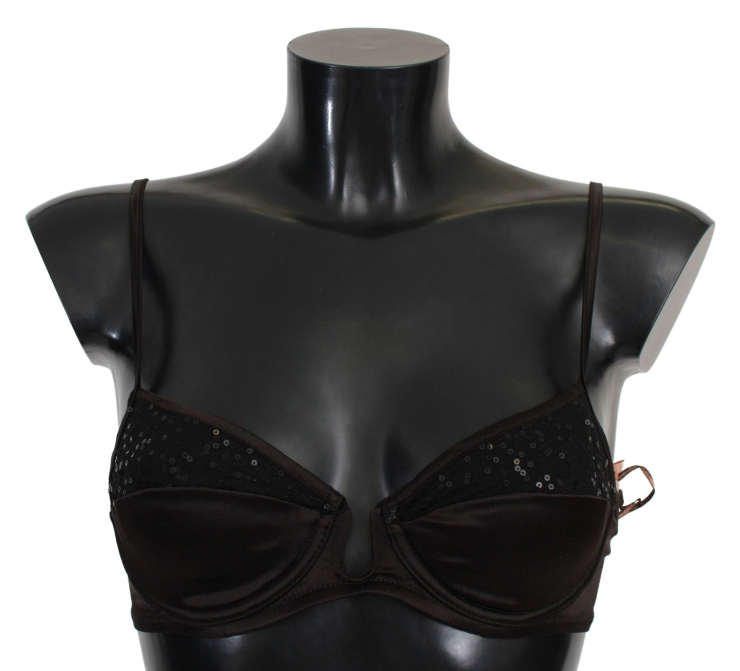 Ermanno Scervino Brown Sequined Balconcino Bra Underwear Ermanno Scervino