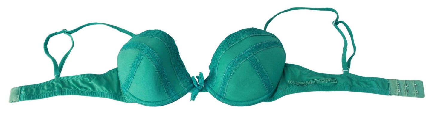 Ermanno Scervino Green Push Up Bra 100% Cotton Underwear Ermanno Scervino