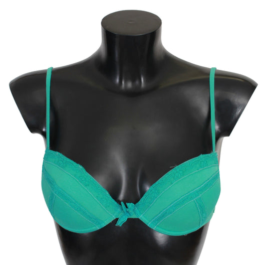 Ermanno Scervino Green Push Up Bra 100% Cotton Underwear Ermanno Scervino
