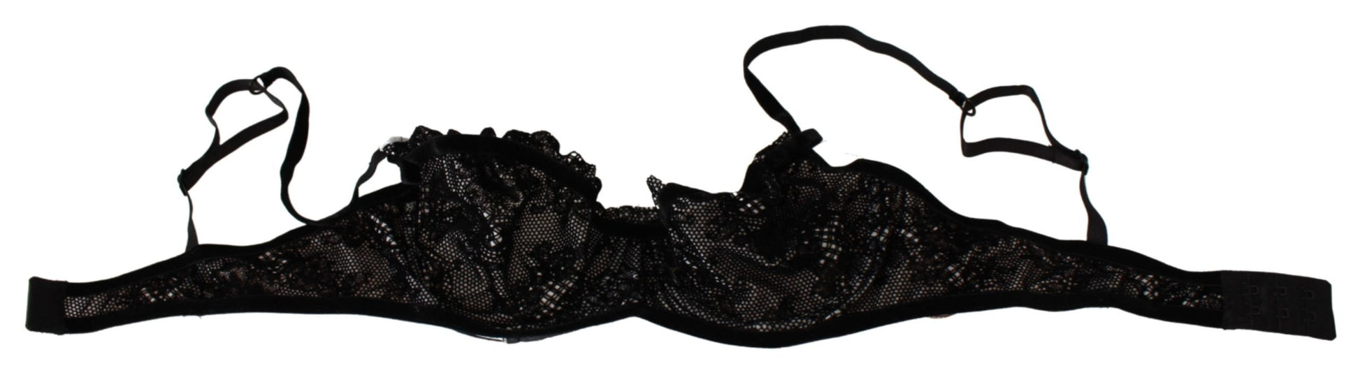 Ermanno Scervino Black Mesh Balconcino Bra Nylon Underwear Ermanno Scervino