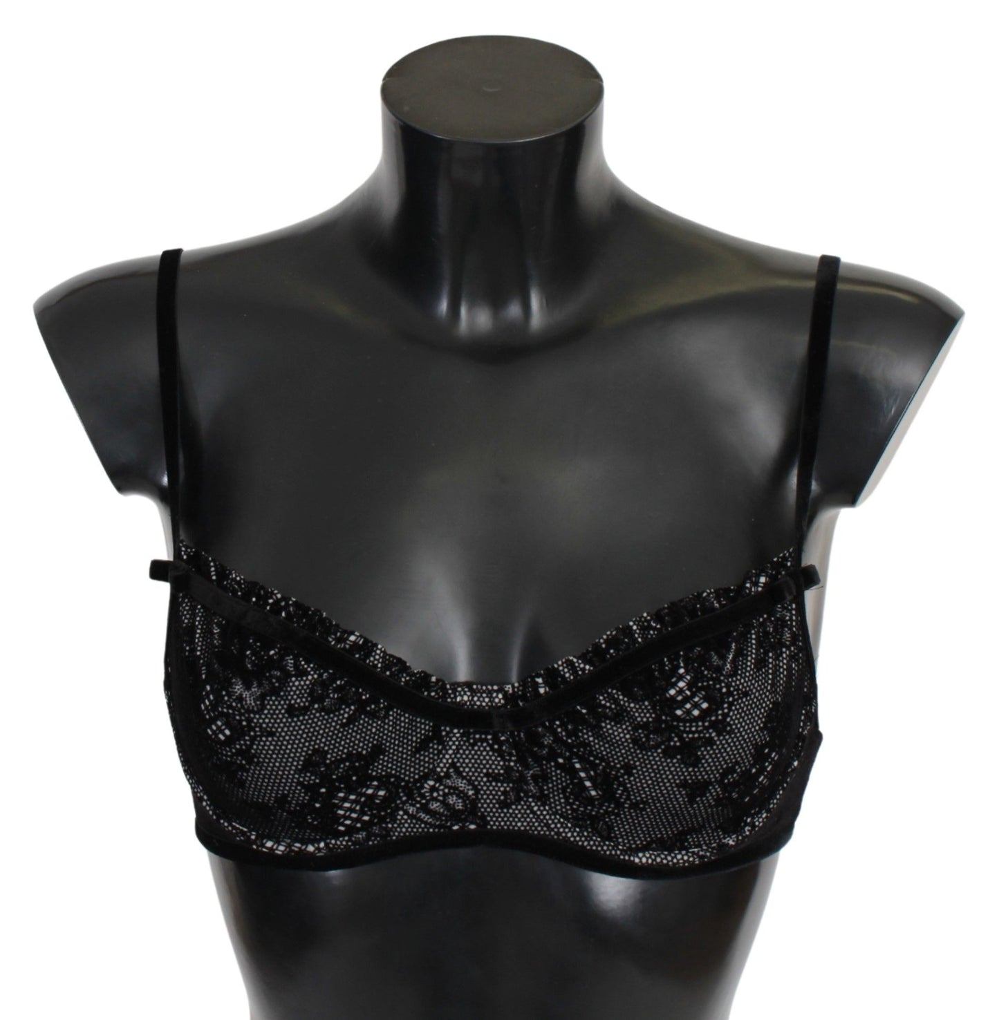 Ermanno Scervino Black Mesh Balconcino Bra Nylon Underwear Ermanno Scervino
