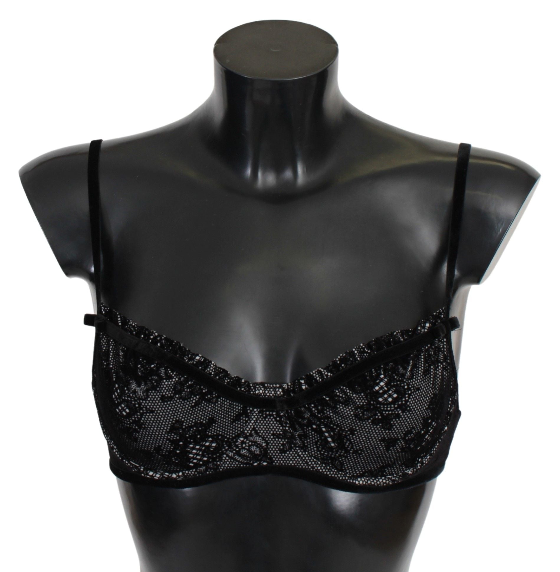 Ermanno Scervino Black Mesh Balconcino Bra Nylon Underwear Ermanno Scervino