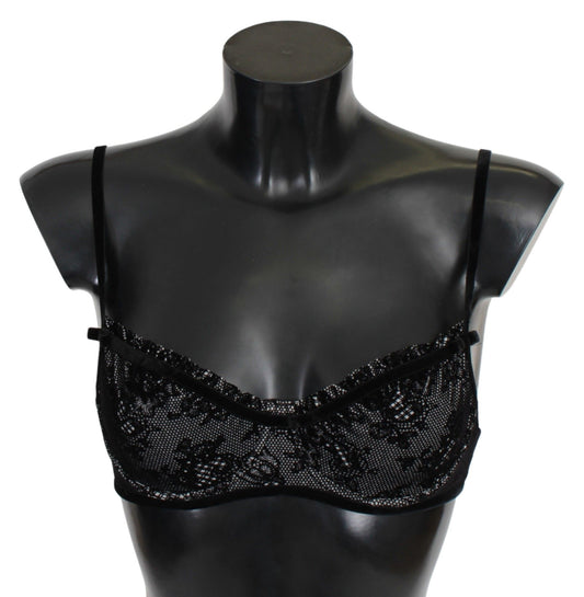 Ermanno Scervino Black Mesh Balconcino Bra Nylon Underwear Ermanno Scervino