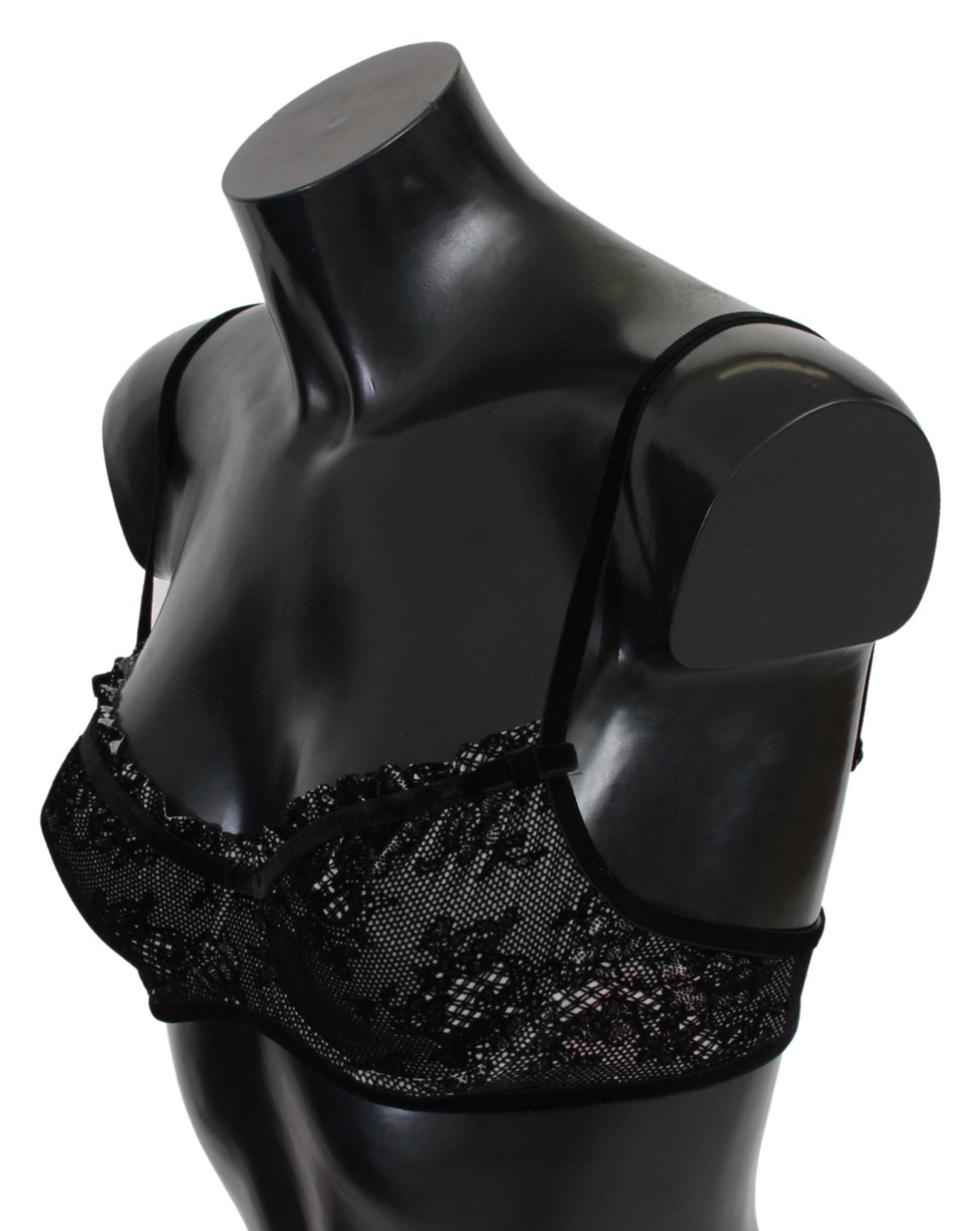 Ermanno Scervino Black Mesh Balconcino Bra Nylon Underwear Ermanno Scervino