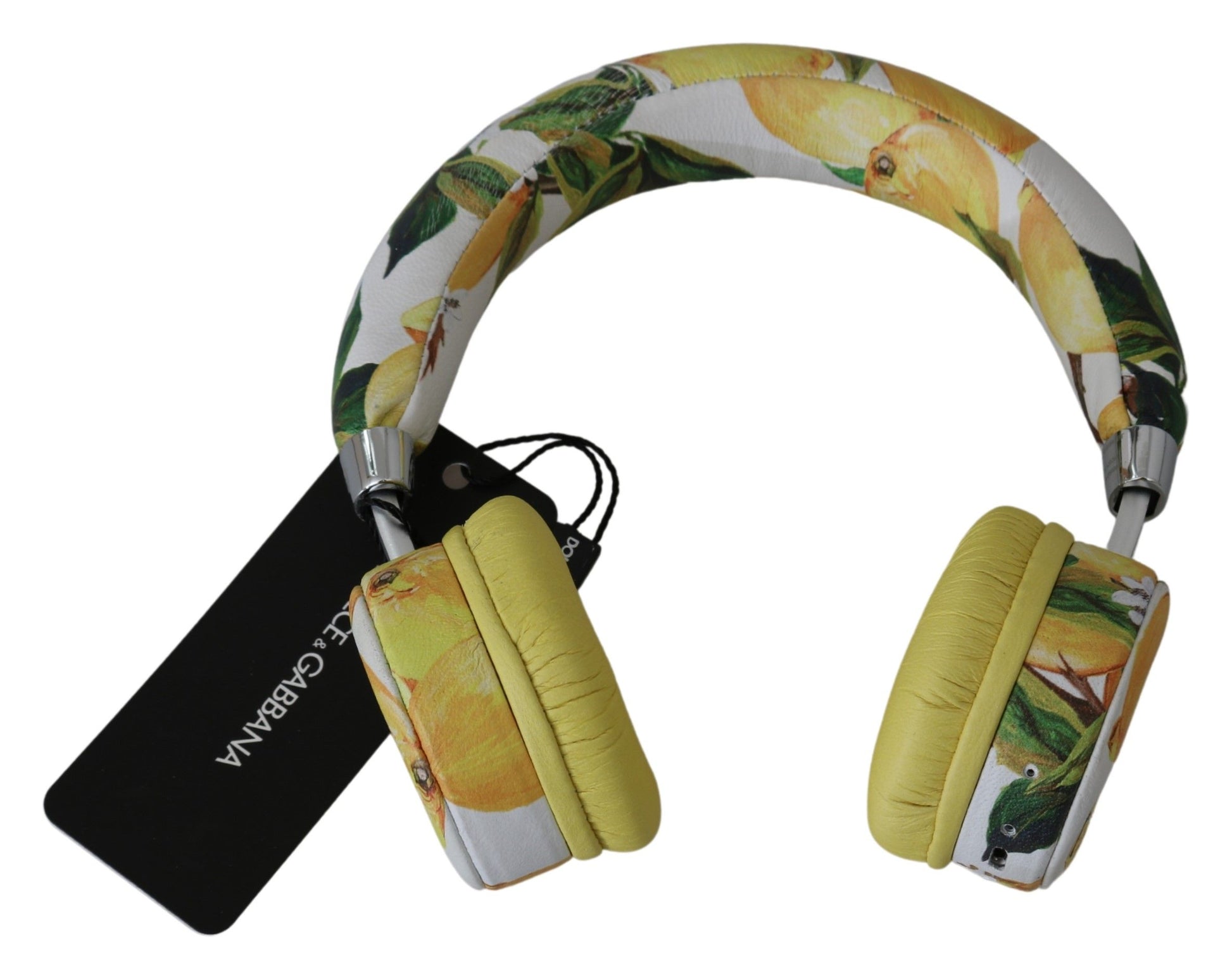 Dolce & Gabbana White Yellow Lemon Print Headset Headphones Dolce & Gabbana