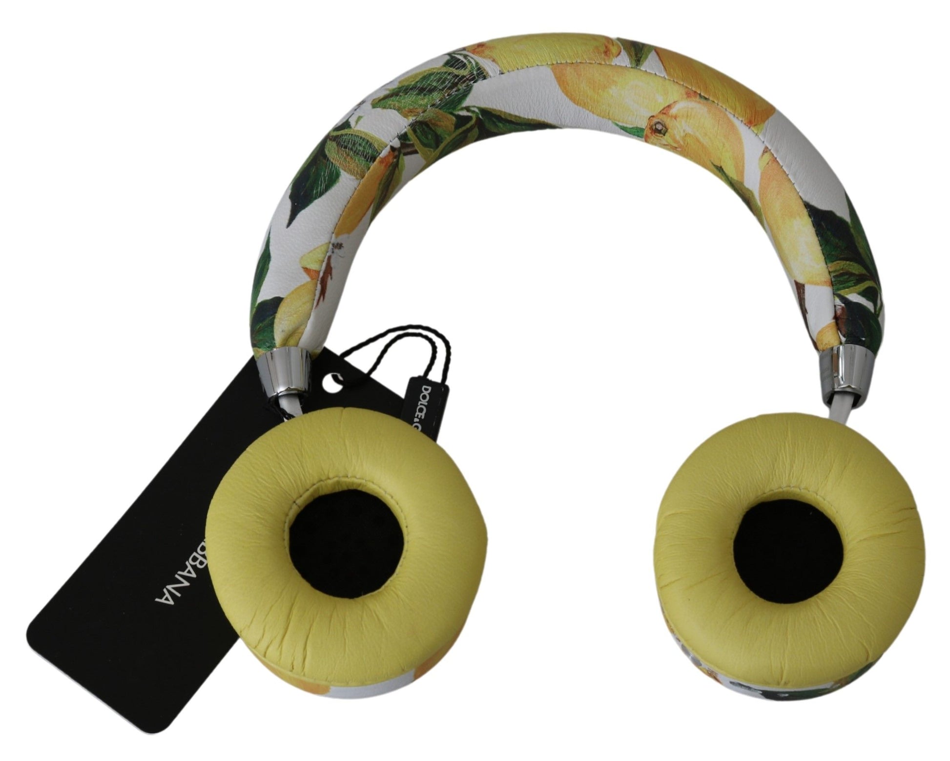 Dolce & Gabbana White Yellow Lemon Print Headset Headphones Dolce & Gabbana