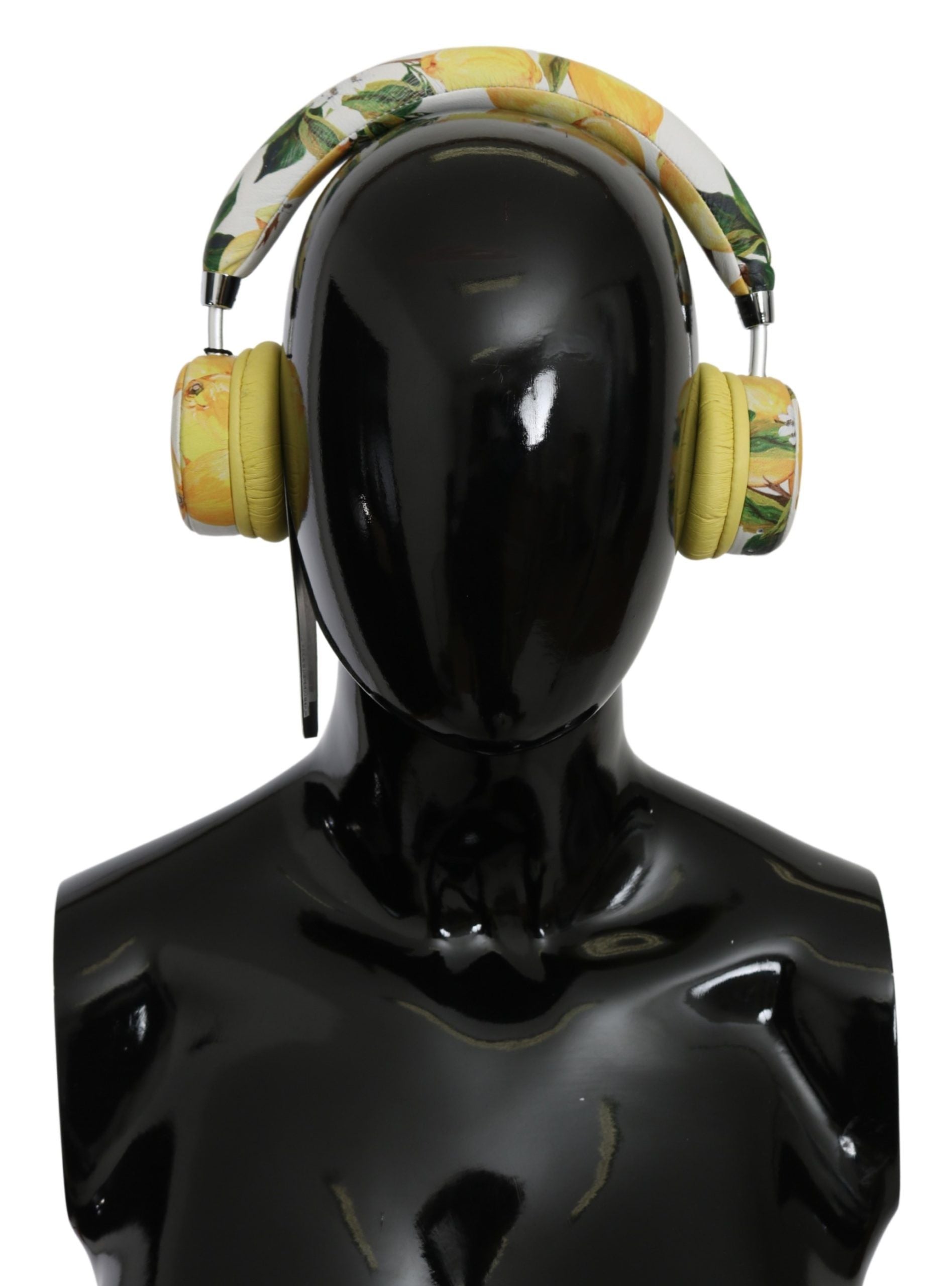 Dolce & Gabbana White Yellow Lemon Print Headset Headphones Dolce & Gabbana