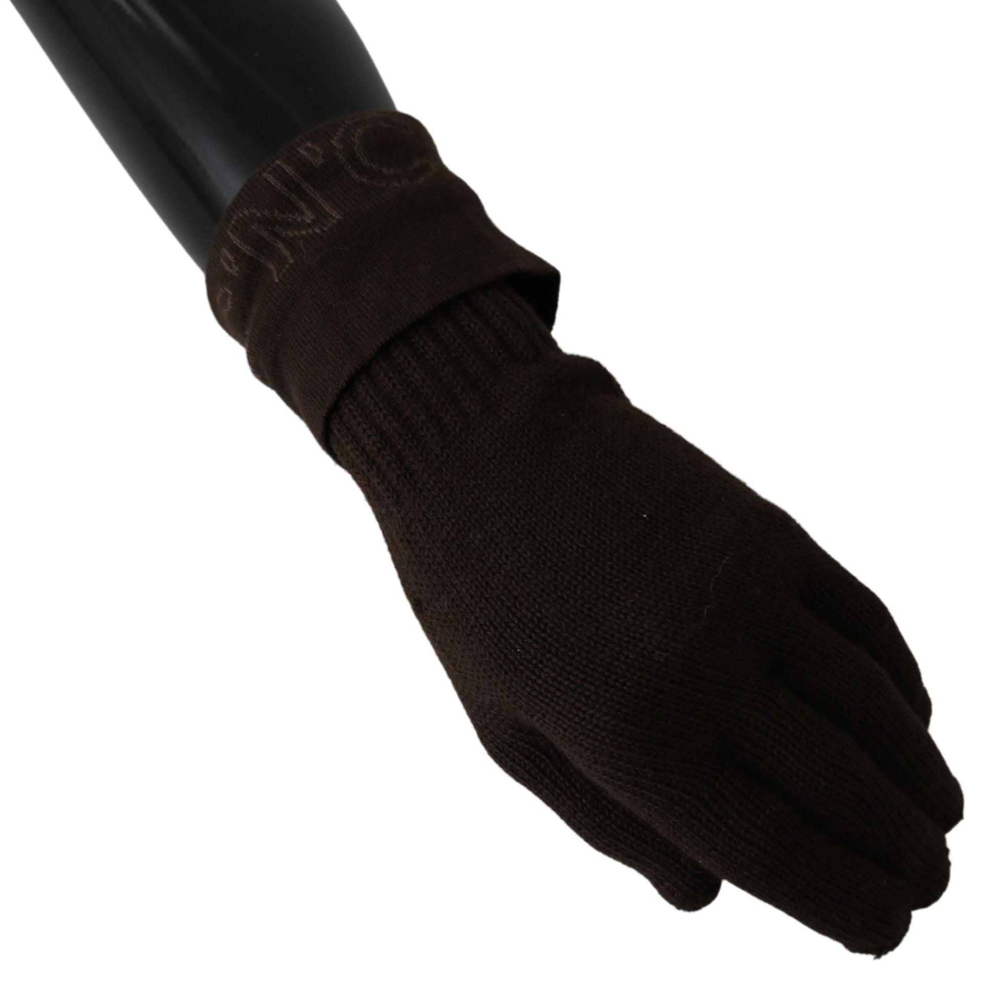 Costume National Brown Wool Knitted One Size Wrist Length Gloves Costume National