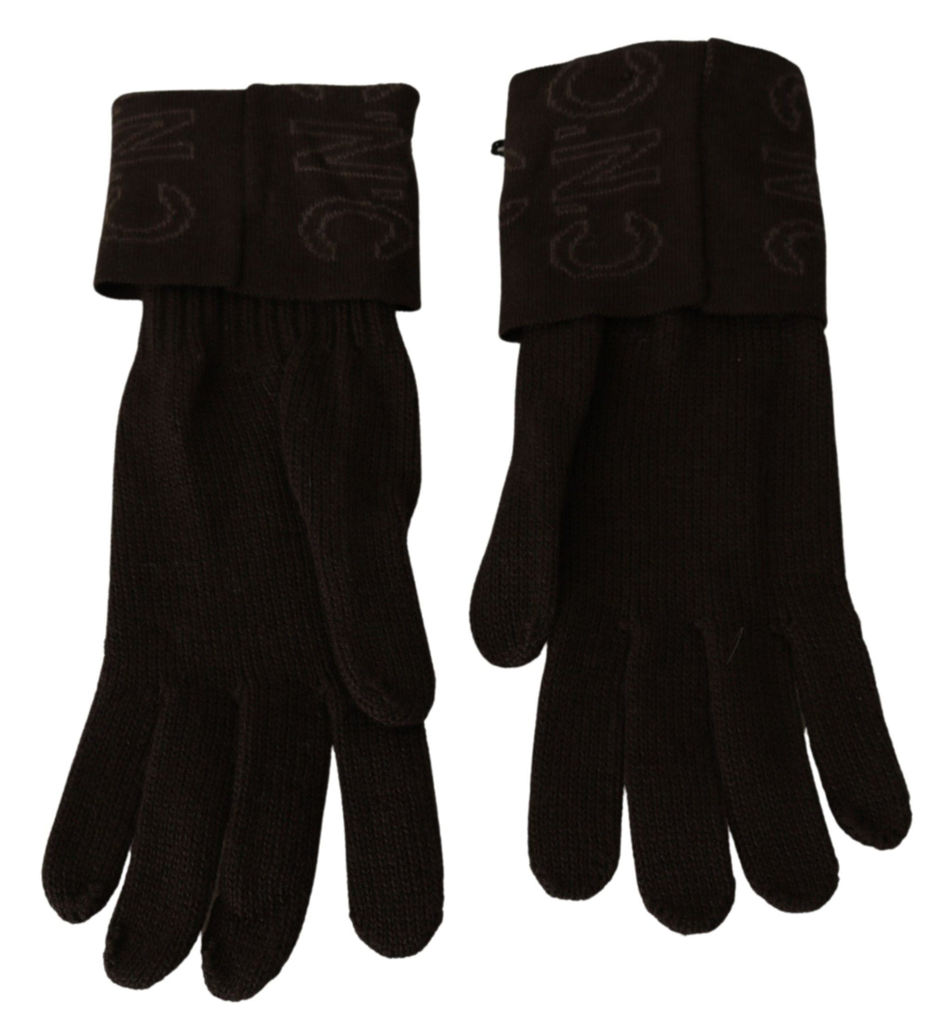 Costume National Brown Wool Knitted One Size Wrist Length Gloves Costume National