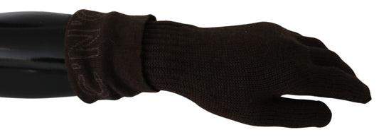 Costume National Brown Wool Knitted One Size Wrist Length Gloves Costume National