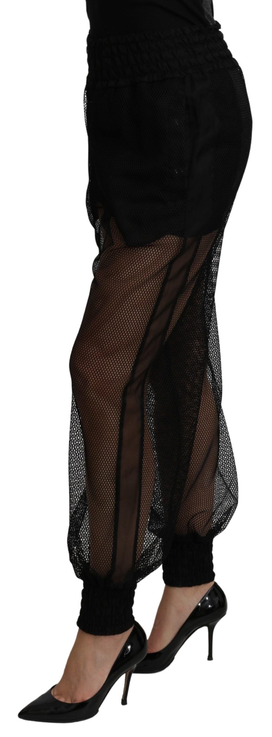 Dolce & Gabbana Black See Through Jogger Polyester Pants Dolce & Gabbana