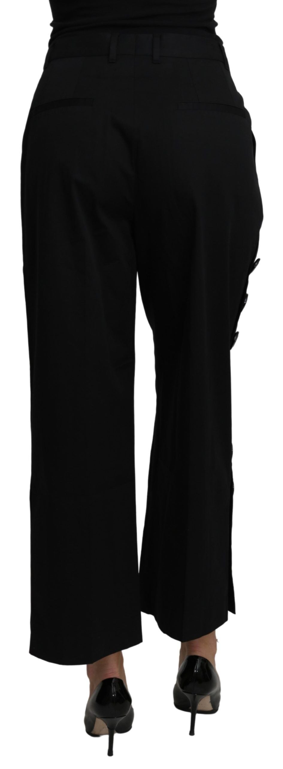 Dolce & Gabbana Black High Waist Cropped Cotton Stretch Pants Dolce & Gabbana