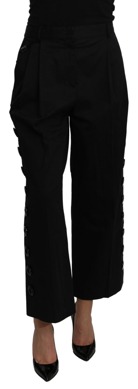 Dolce & Gabbana Black High Waist Cropped Cotton Stretch Pants Dolce & Gabbana