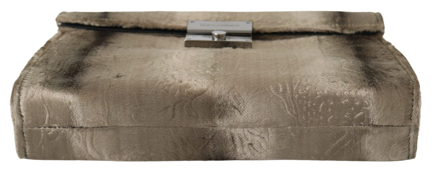 Dolce & Gabbana Beige Velvet Floral Leather Men Document Briefcase Dolce & Gabbana
