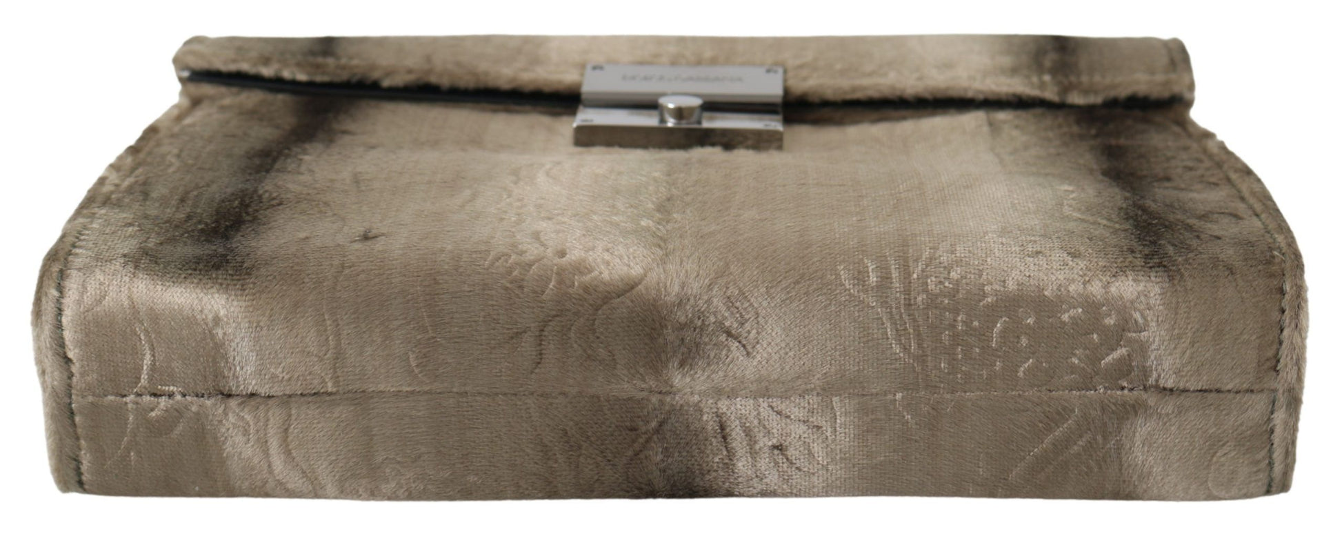 Dolce & Gabbana Beige Velvet Floral Leather Men Document Briefcase Dolce & Gabbana