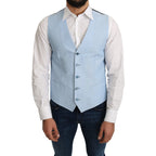 Dolce & Gabbana Blue Viscose Stretch Formal Coat Vest
