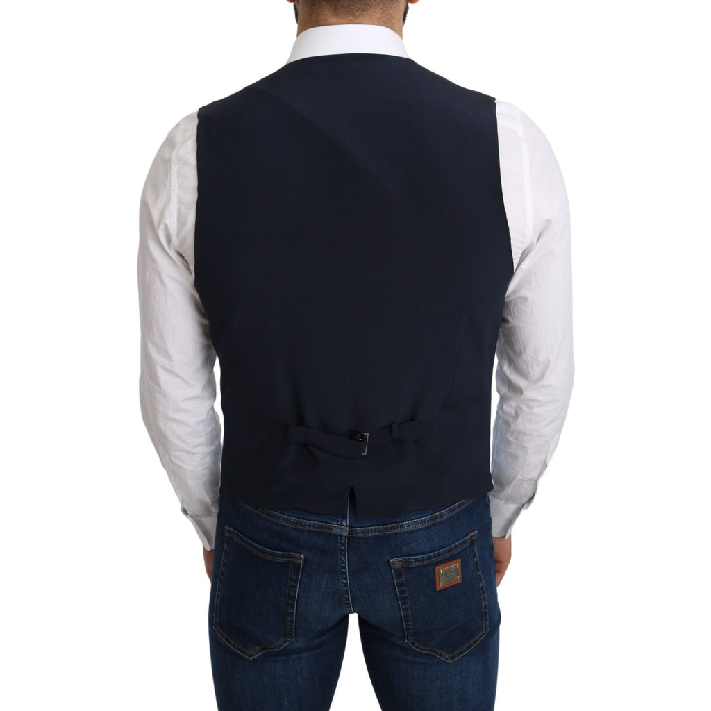 Dolce & Gabbana Blue Viscose Stretch Formal Coat Vest