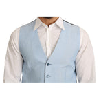 Dolce & Gabbana Blue Viscose Stretch Formal Coat Vest
