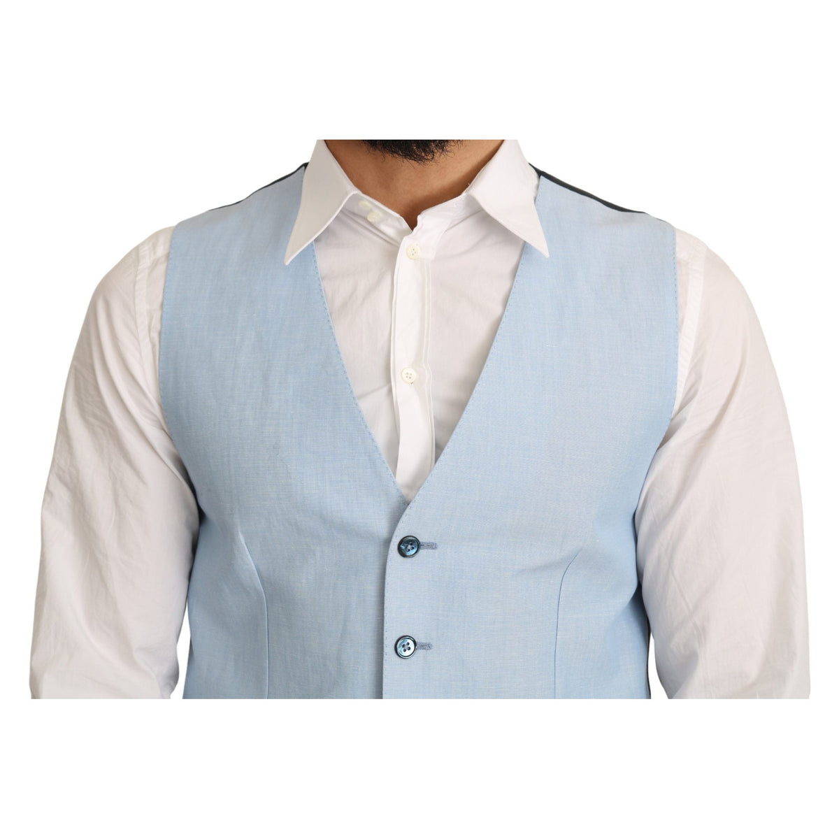 Dolce & Gabbana Blue Viscose Stretch Formal Coat Vest