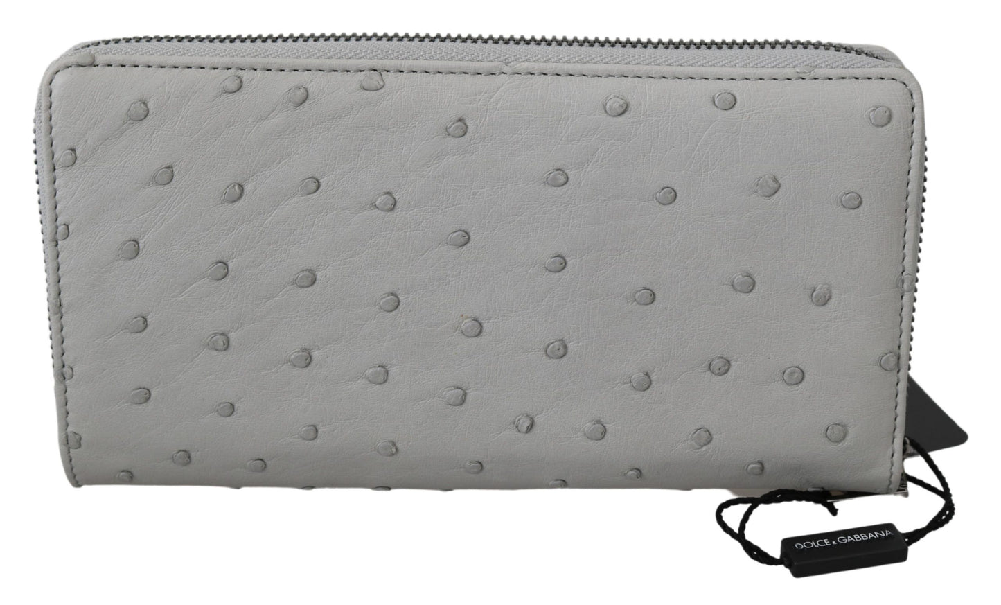 Dolce & Gabbana White Ostrich Leather Continental Mens Clutch Wallet Dolce & Gabbana