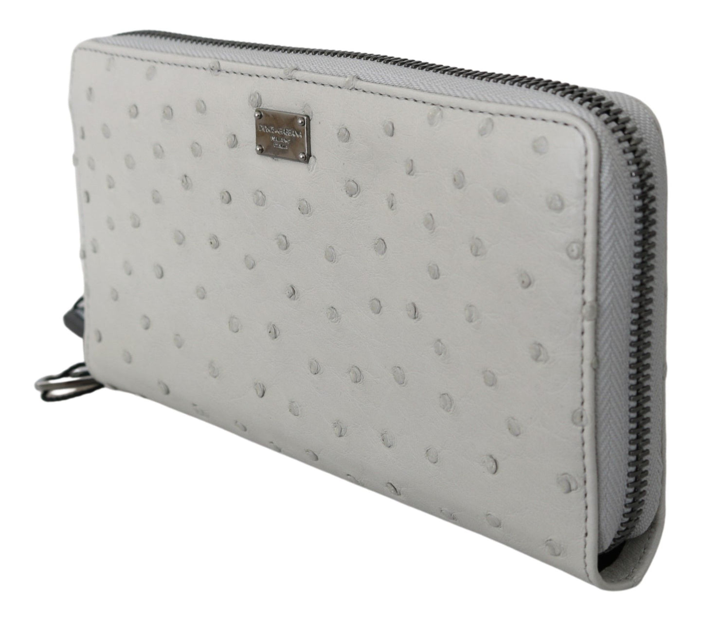 Dolce & Gabbana White Ostrich Leather Continental Mens Clutch Wallet Dolce & Gabbana