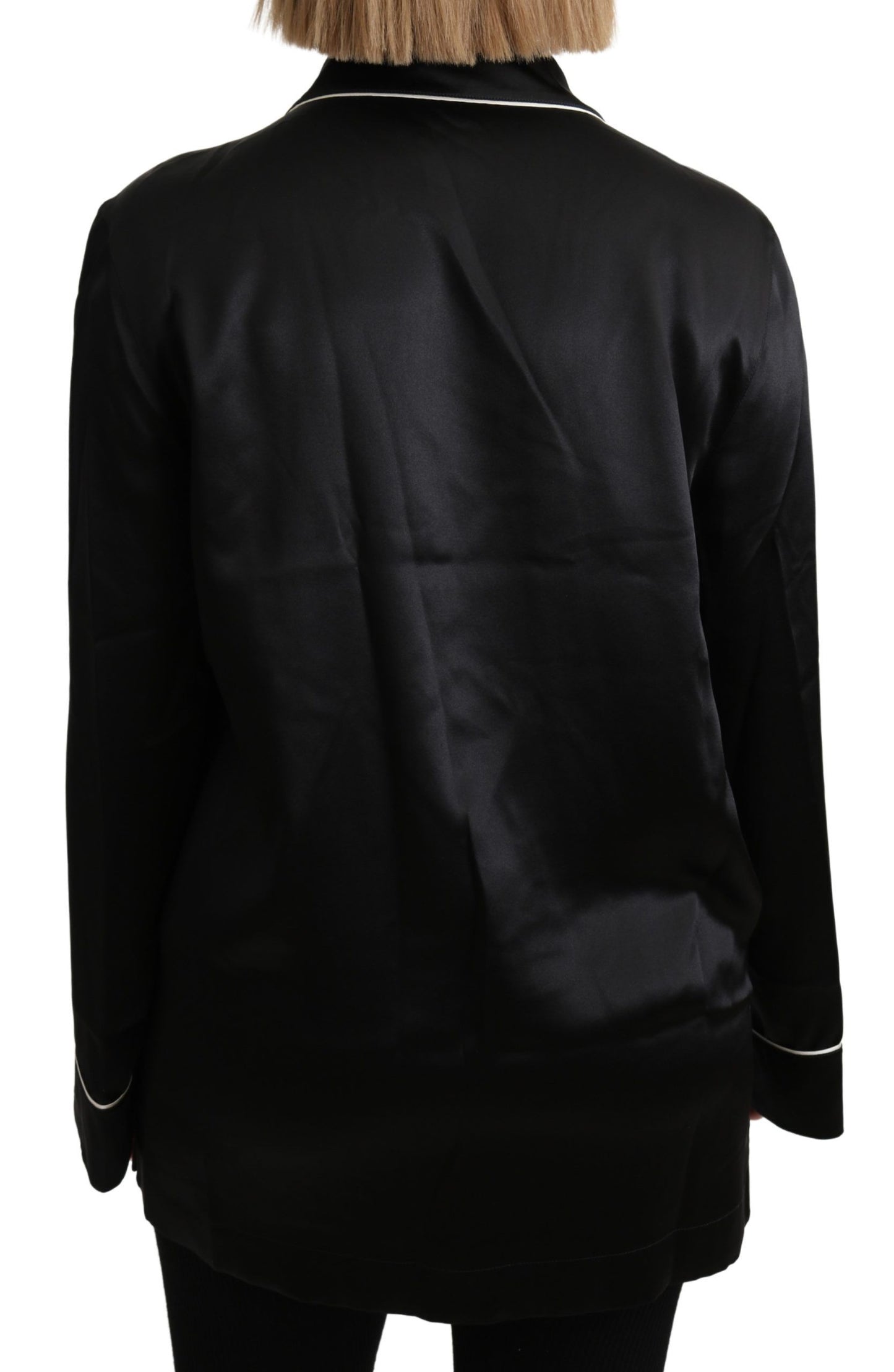 Dolce & Gabbana Black Shirt Silk Stretch Top Blouse Dolce & Gabbana