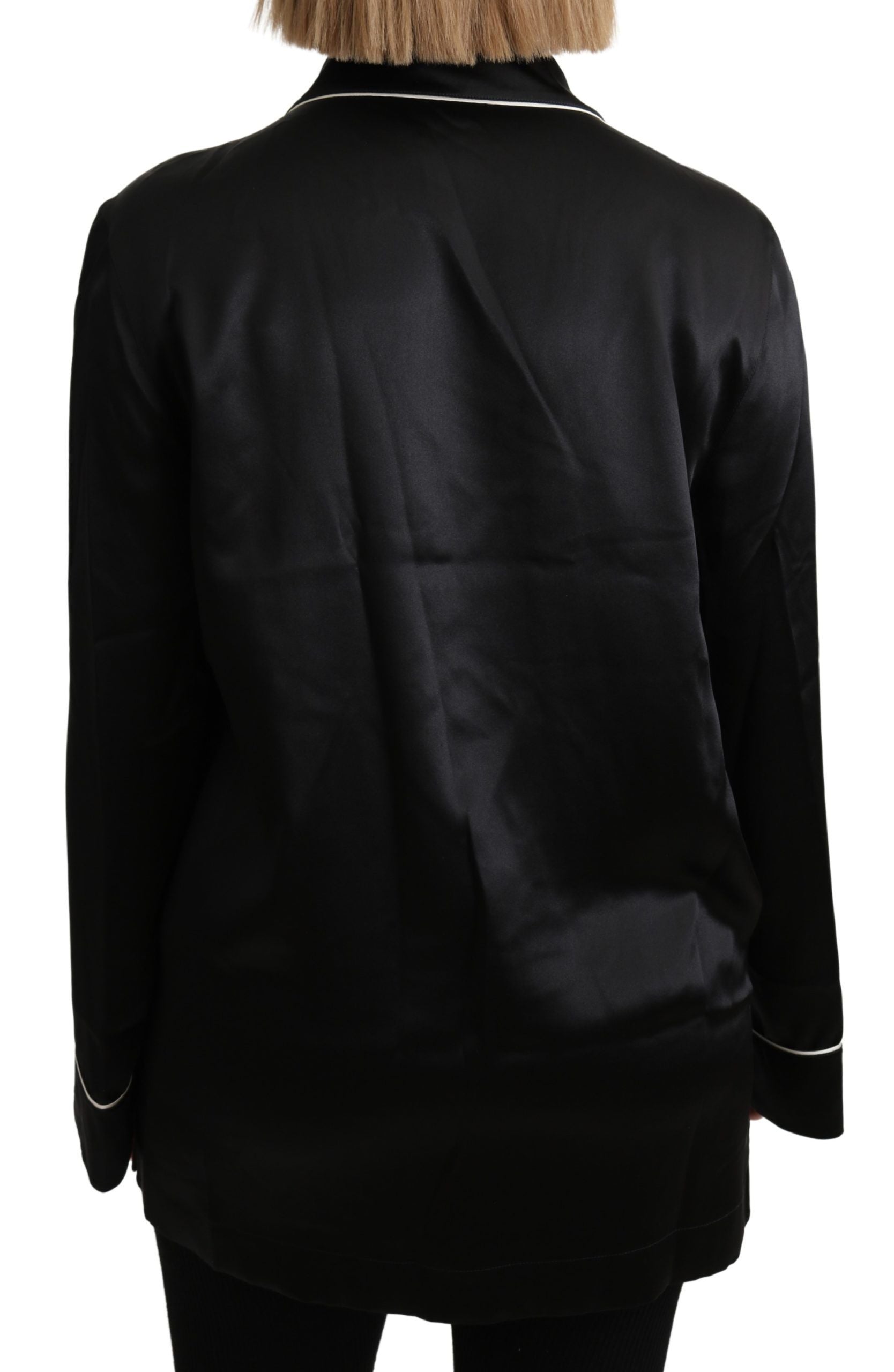 Dolce & Gabbana Black Shirt Silk Stretch Top Blouse Dolce & Gabbana