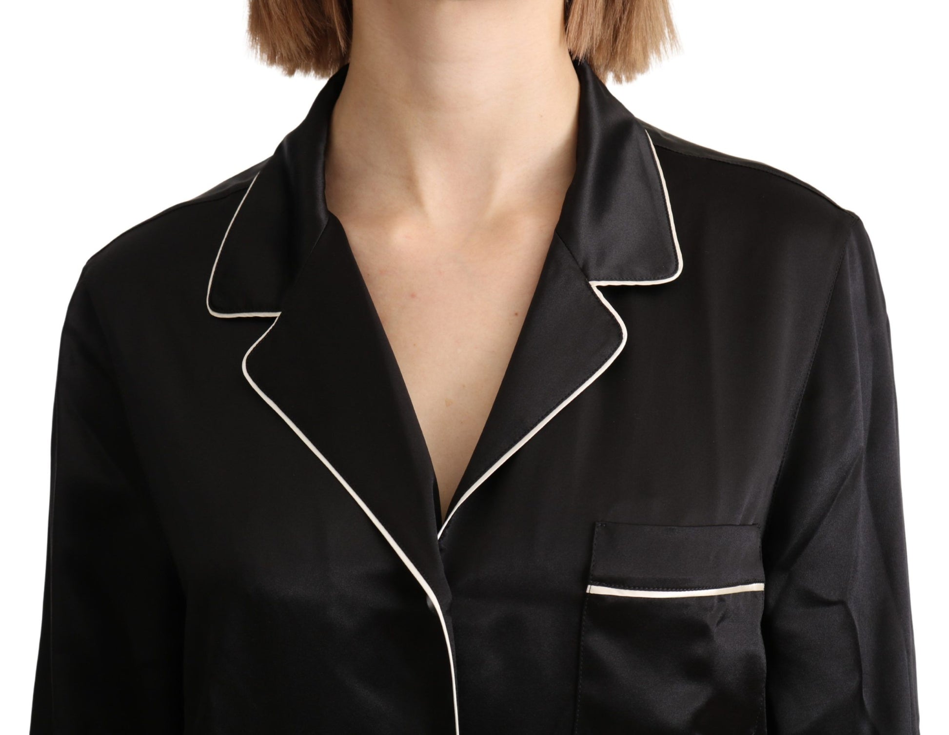 Dolce & Gabbana Black Shirt Silk Stretch Top Blouse Dolce & Gabbana