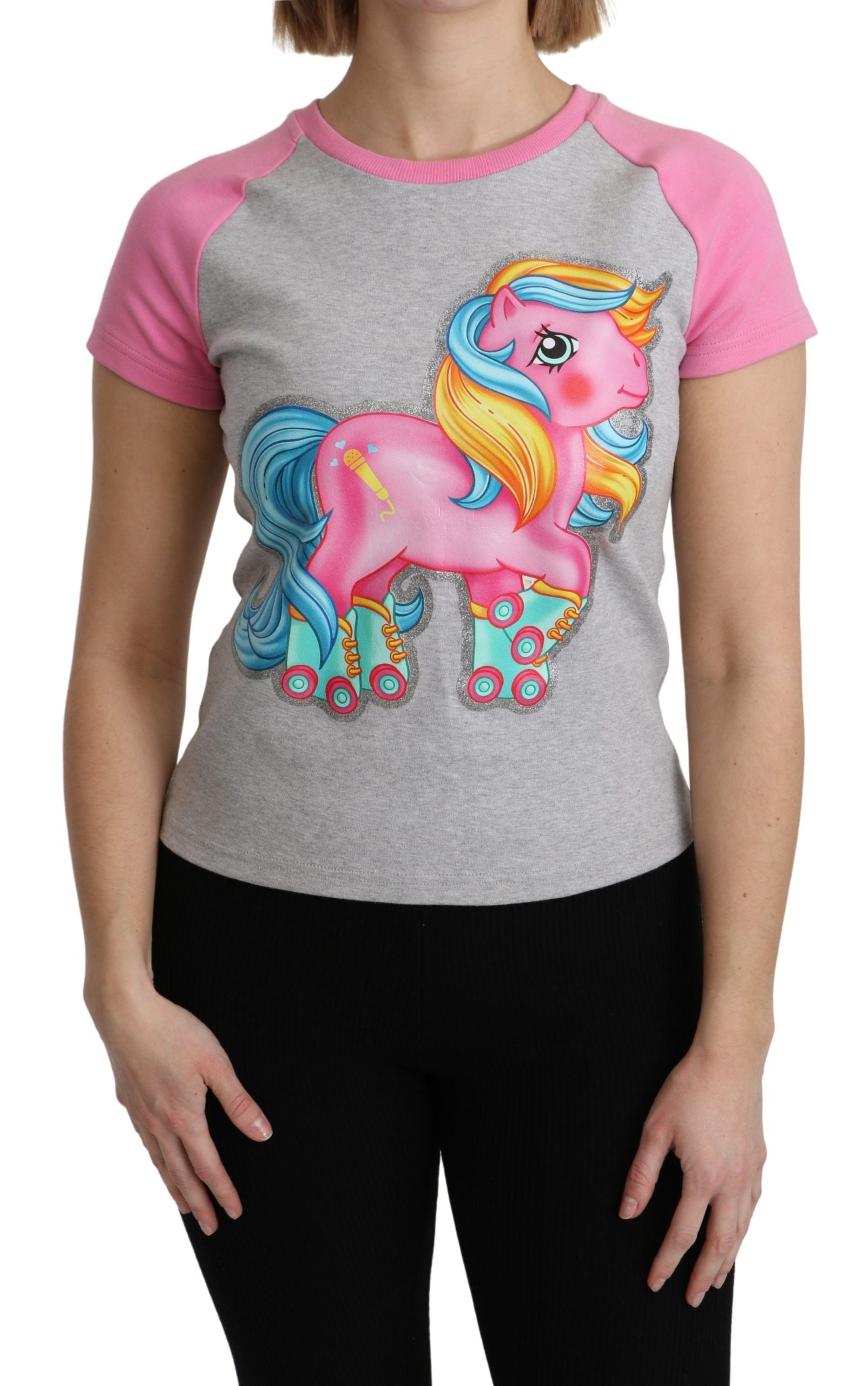Moschino Gray and pink Cotton T-shirt My Little Pony Top Moschino