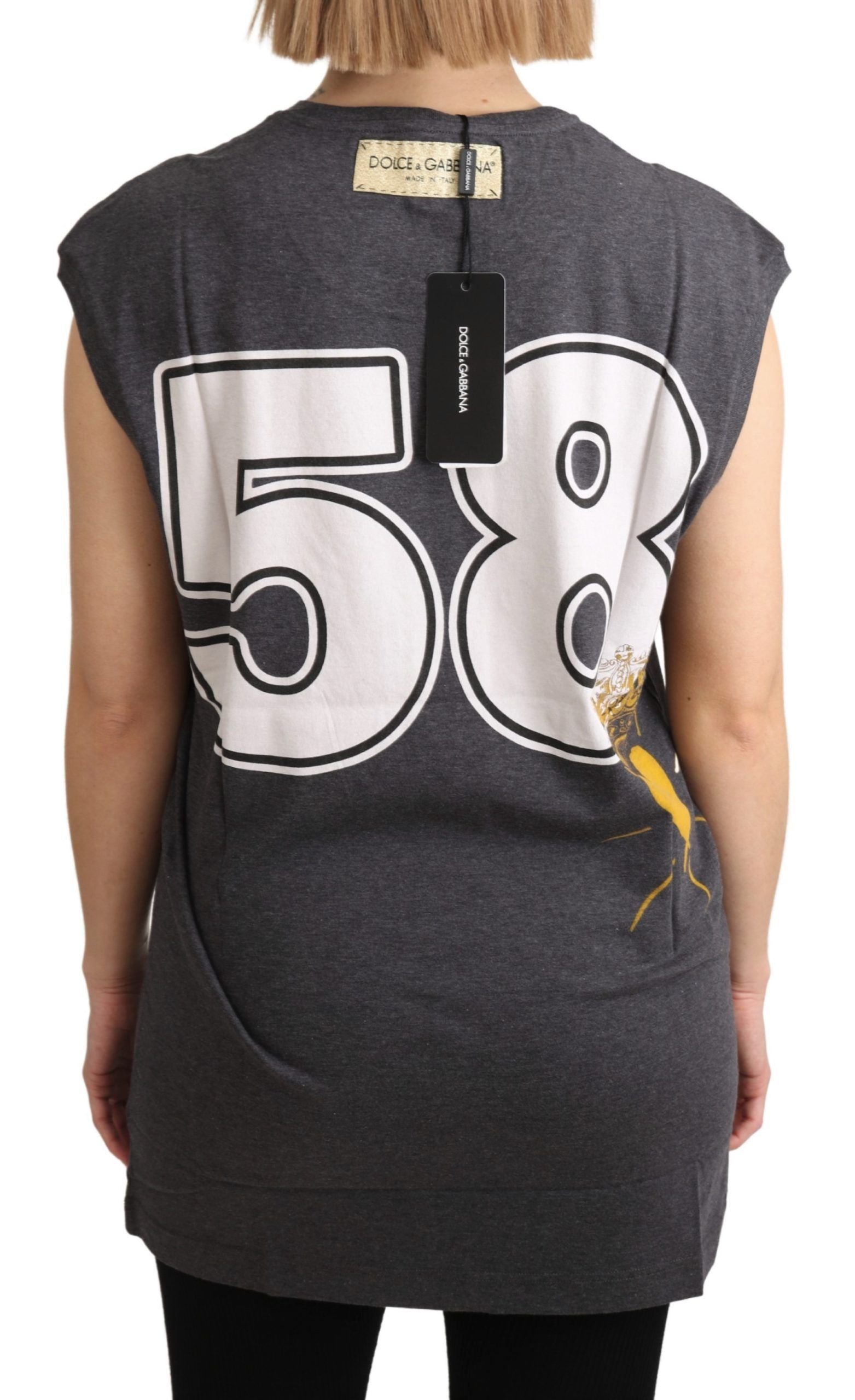 Dolce & Gabbana Gray Cotton L' Amore Top Tank T-shirt Dolce & Gabbana