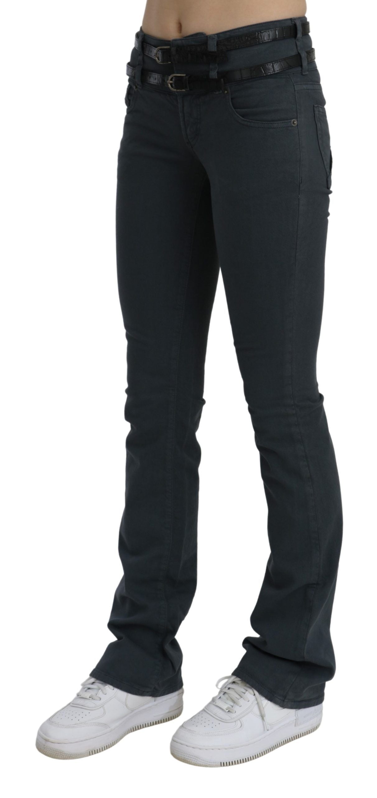John Galliano Gray Mid Waist Slim Flared Denim Trouser Jeans John Galliano