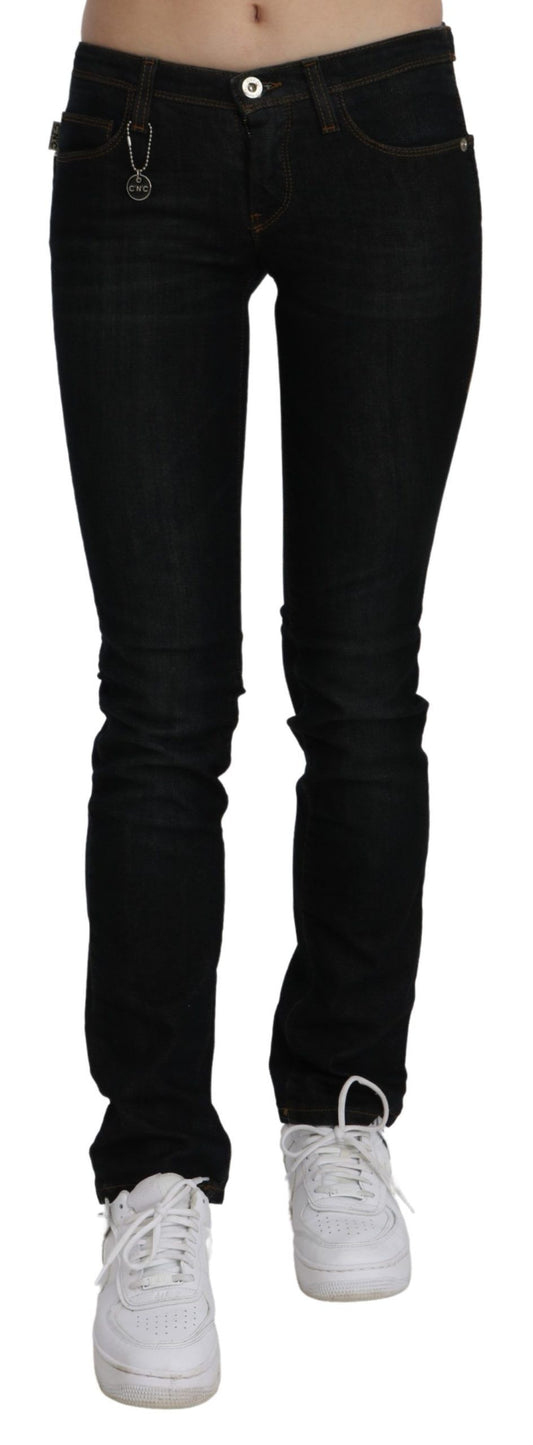 Costume National Black Mid Waist Skinny Denim Cotton Jeans Costume National