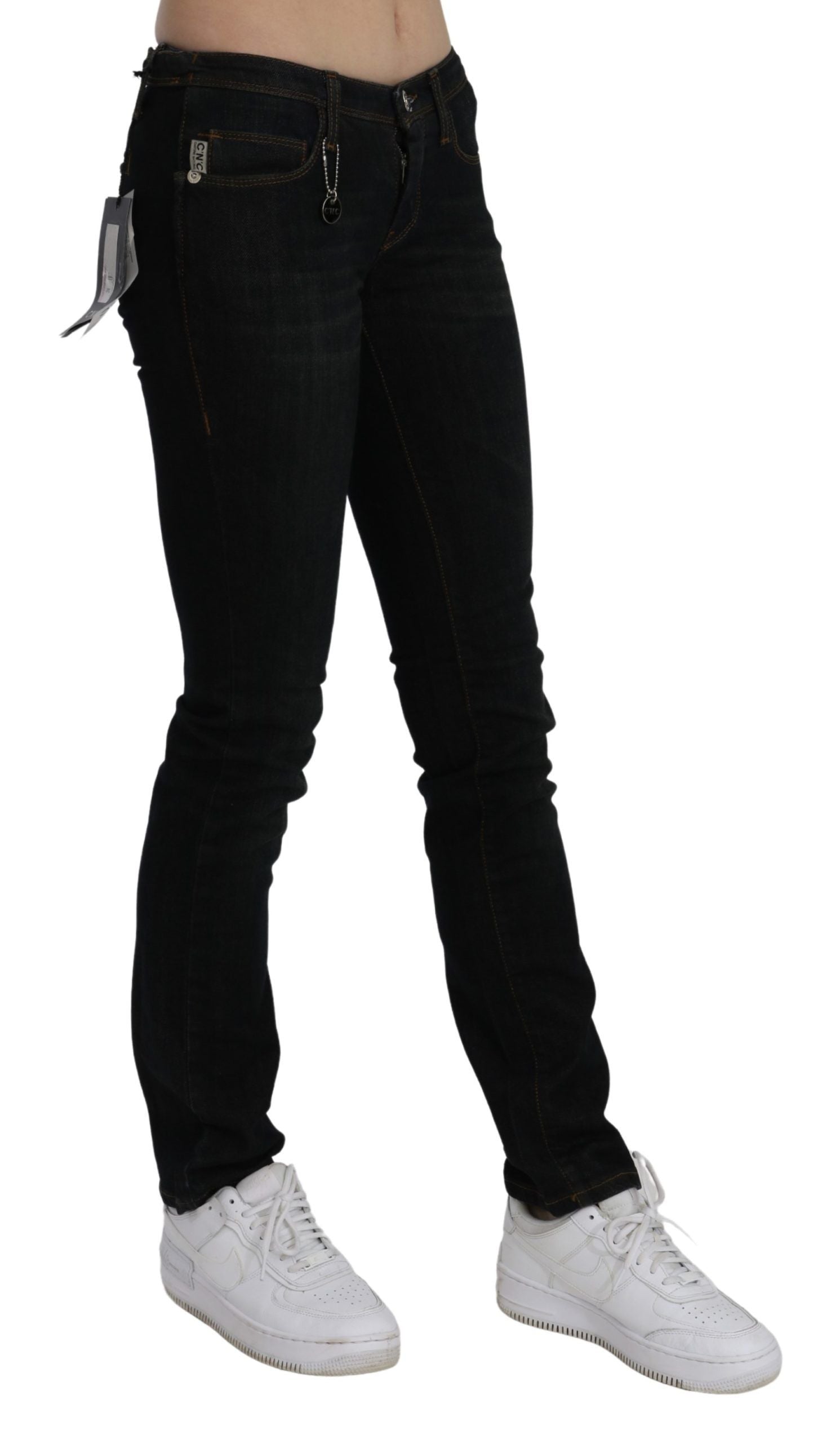 Costume National Black Mid Waist Skinny Denim Cotton Jeans Costume National
