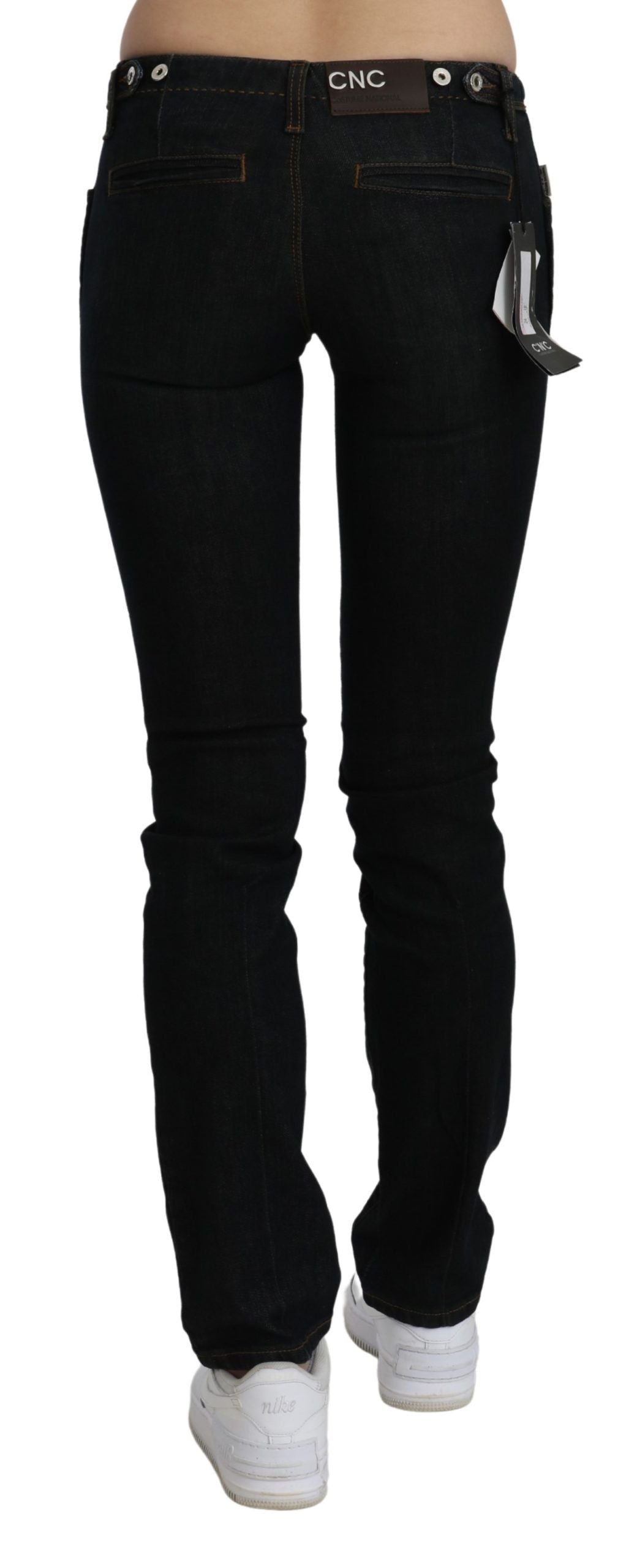 Costume National Black Mid Waist Skinny Denim Cotton Jeans Costume National