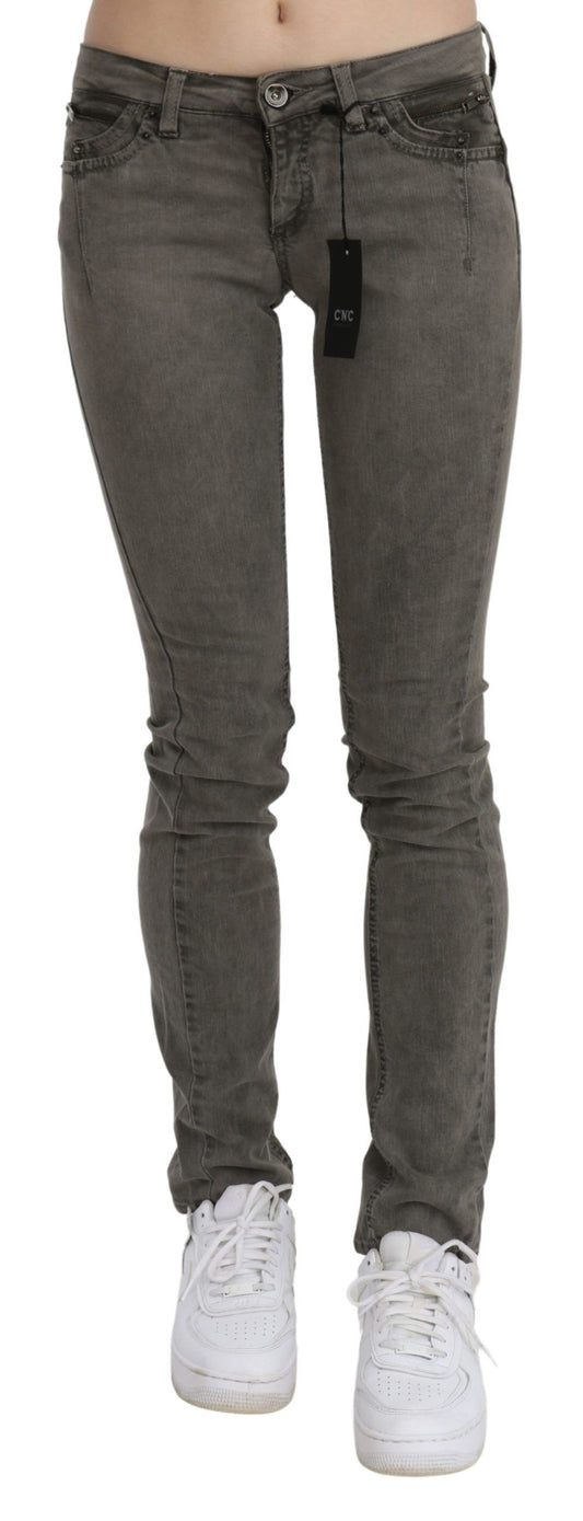 Costume National Gray Low Waist Skinny Denim Cotton Jeans Costume National