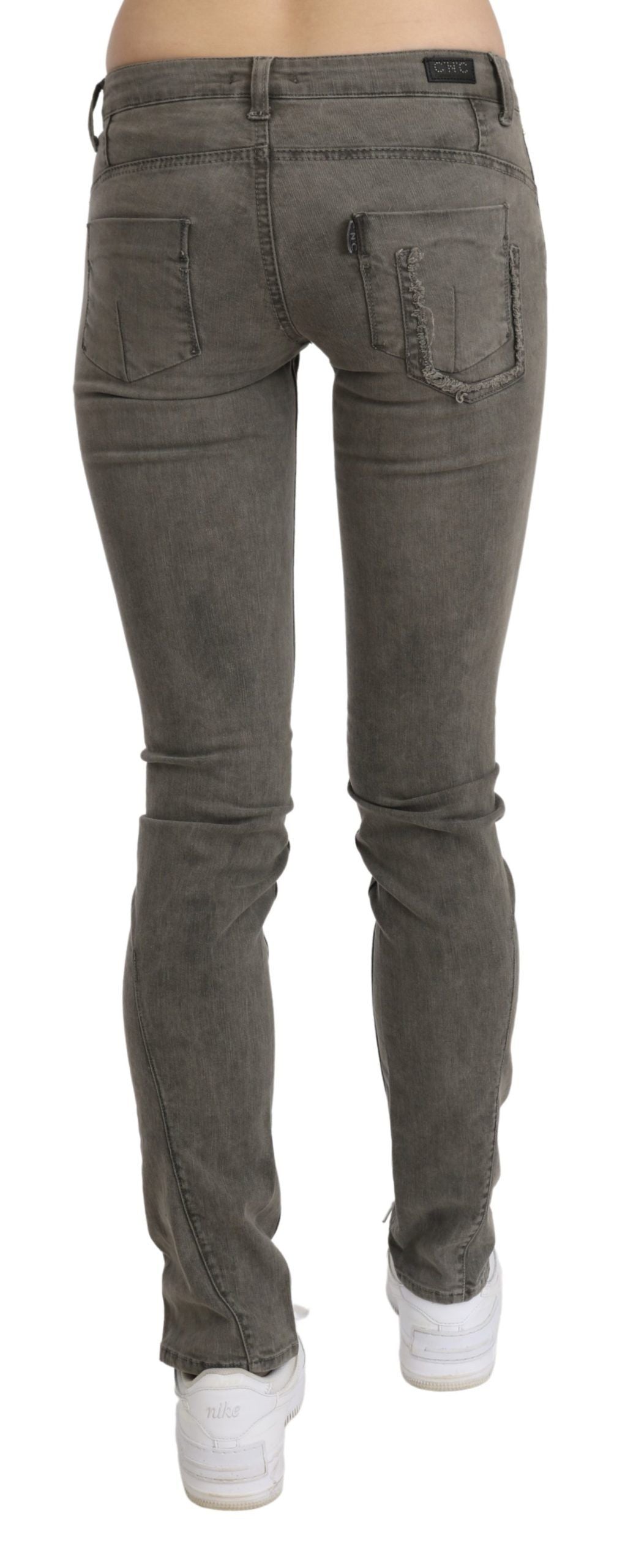 Costume National Gray Low Waist Skinny Denim Cotton Jeans Costume National