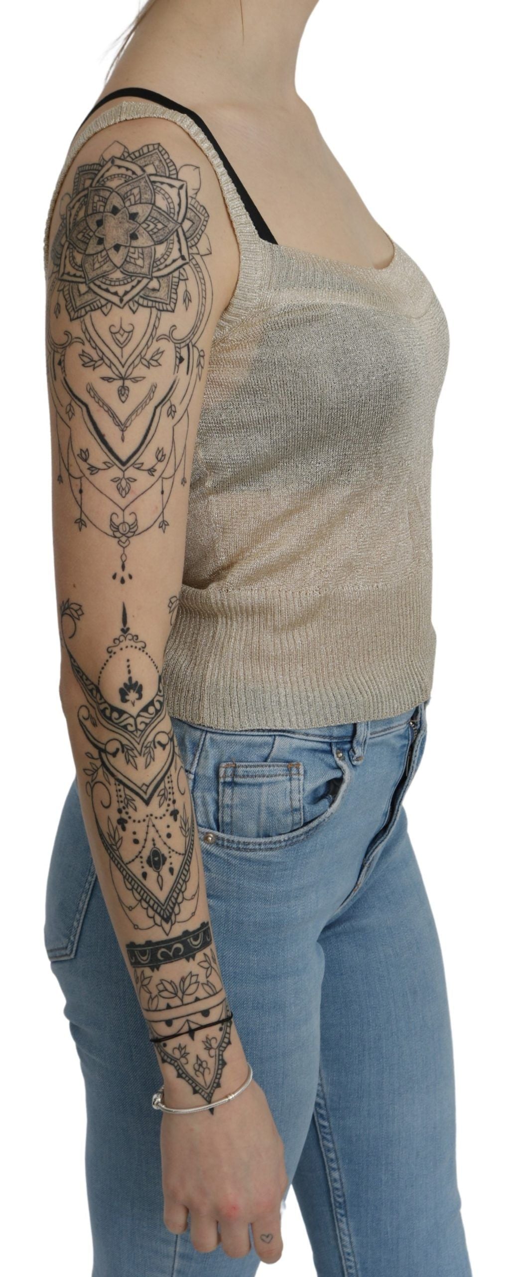 BYBLOS Beige Sleeveless Spaghetti Strap Tank See Through Top BYBLOS