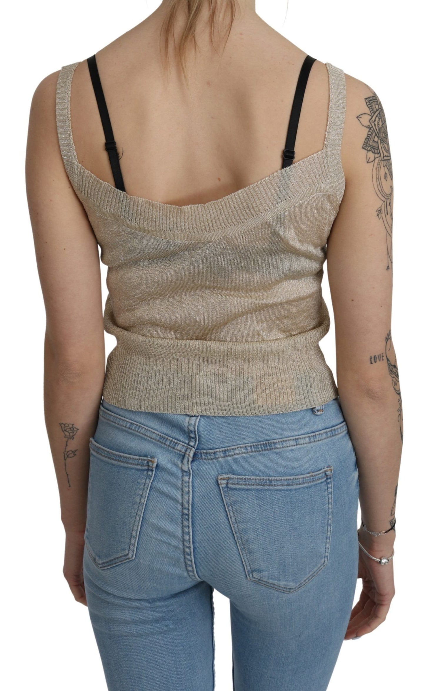 BYBLOS Beige Sleeveless Spaghetti Strap Tank See Through Top BYBLOS