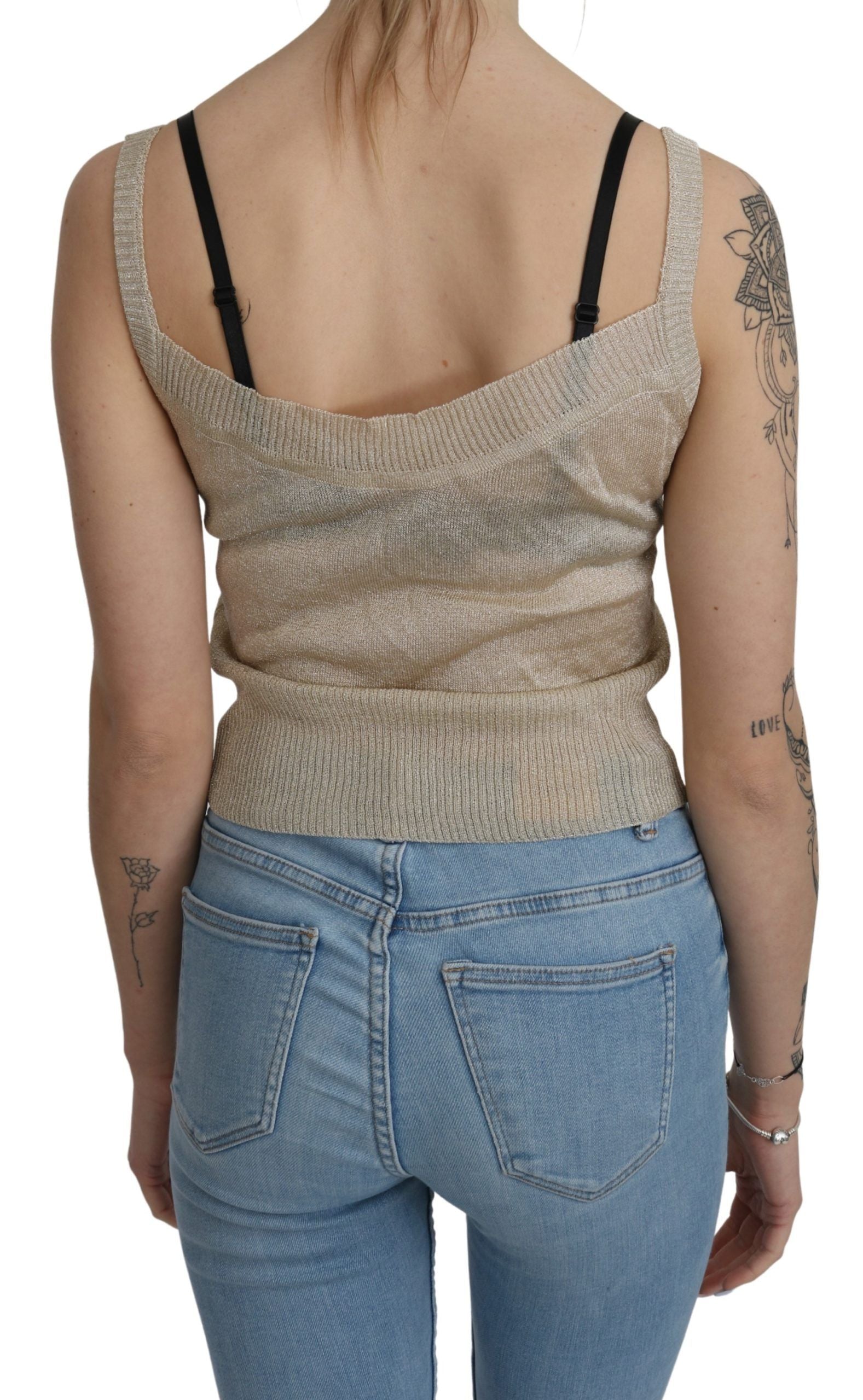 BYBLOS Beige Sleeveless Spaghetti Strap Tank See Through Top BYBLOS