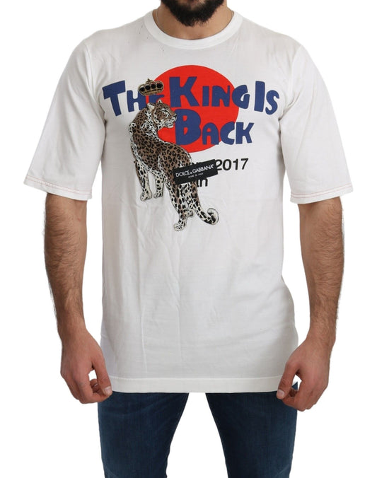 Dolce & Gabbana White Leopard Royal Top T-shirt Dolce & Gabbana