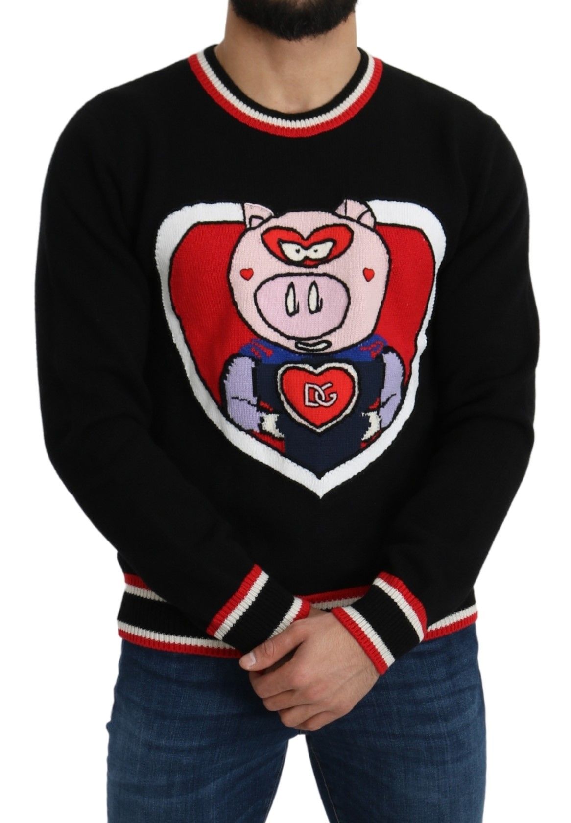 Dolce & Gabbana Black Cashmere Pig of the Year Pullover Sweater Dolce & Gabbana