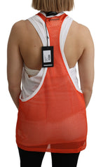 Dsquared² Orange White Crewneck Sleeveless Tank T-shirt Dress Top