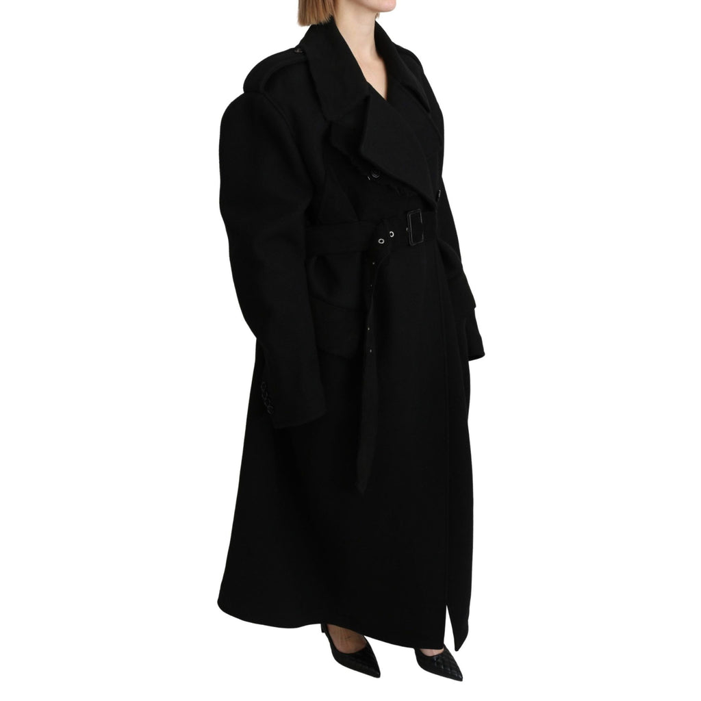 Dolce & Gabbana Virgin Wool Black Blazer Trenchcoat Jacket