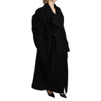 Dolce & Gabbana Virgin Wool Black Blazer Trenchcoat Jacket