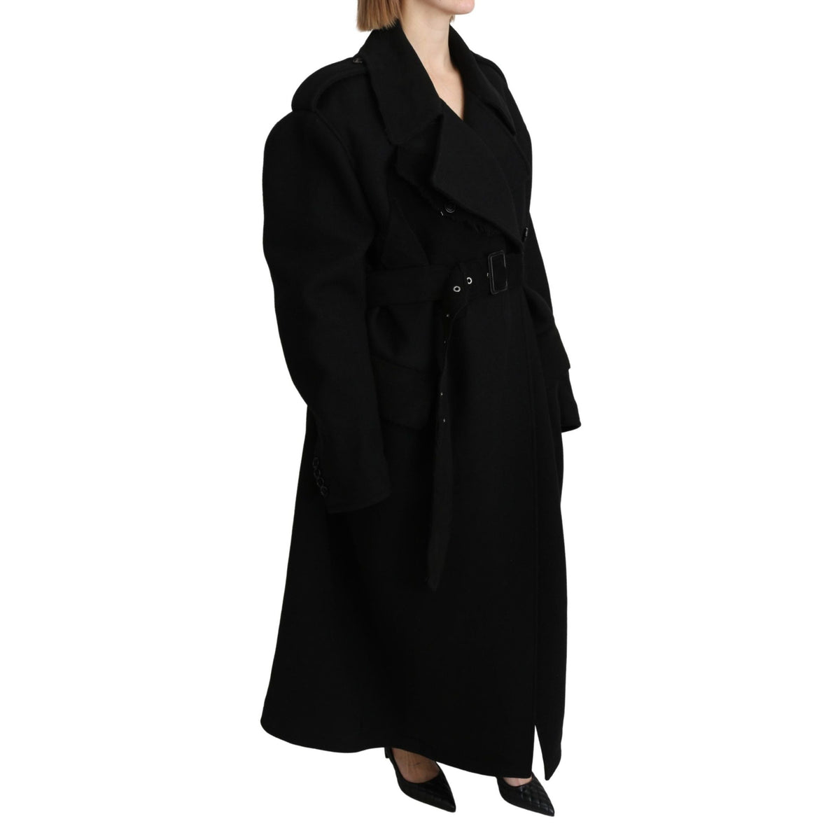 Dolce & Gabbana Virgin Wool Black Blazer Trenchcoat Jacket