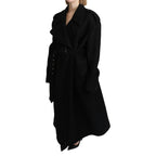 Dolce & Gabbana Virgin Wool Black Blazer Trenchcoat Jacket