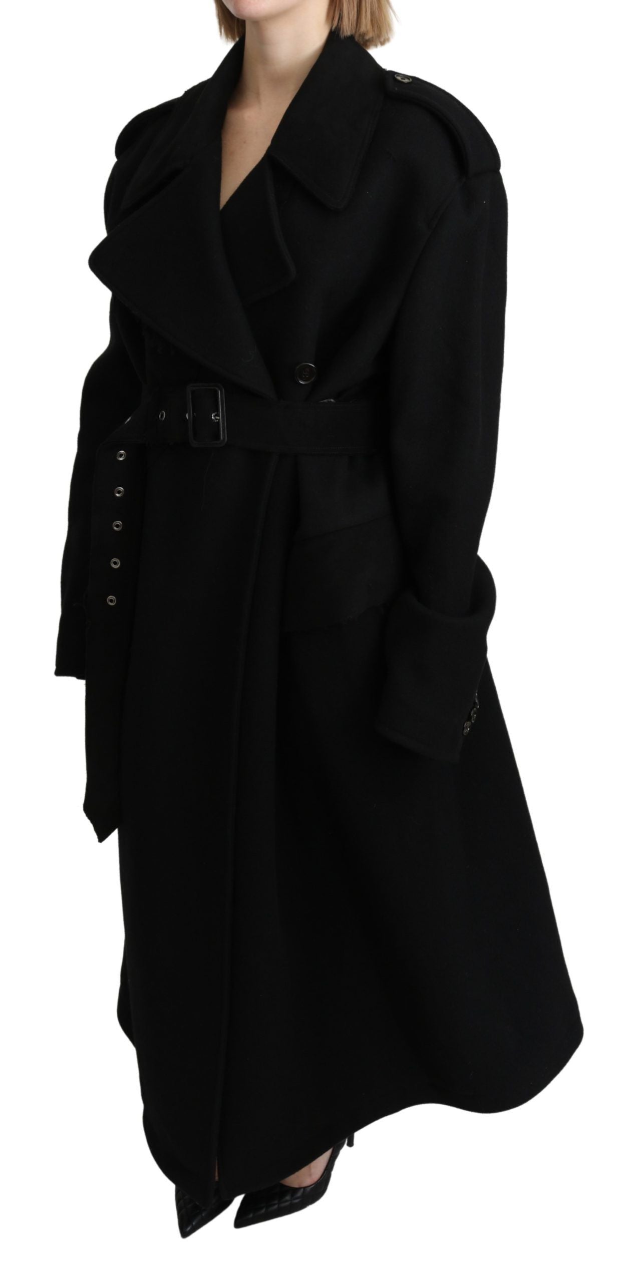 Dolce & Gabbana Virgin Wool Black Blazer Trenchcoat Jacket Dolce & Gabbana