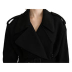 Dolce & Gabbana Virgin Wool Black Blazer Trenchcoat Jacket