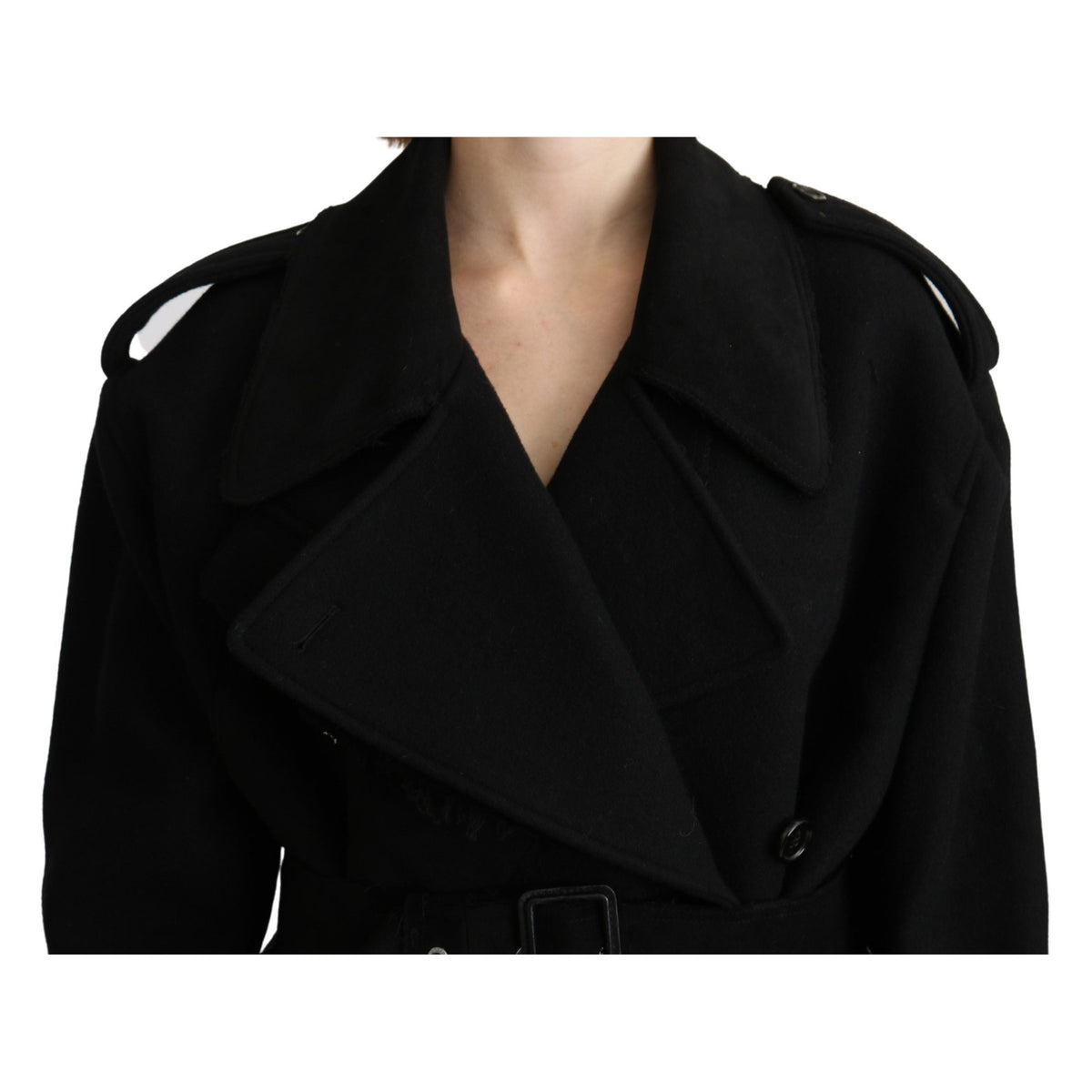 Dolce & Gabbana Virgin Wool Black Blazer Trenchcoat Jacket