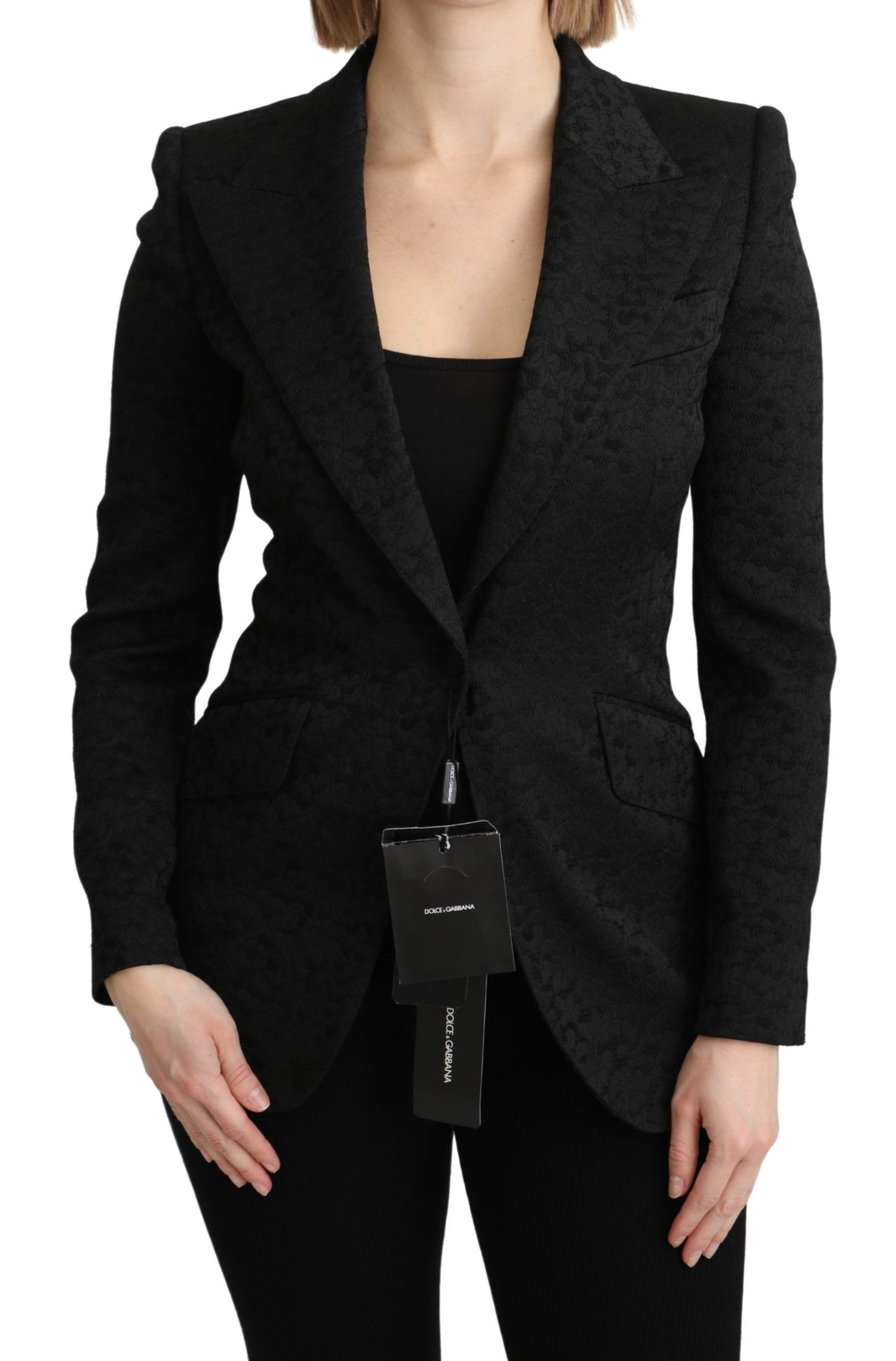 Dolce & Gabbana Black Brocade Single Breasted Blazer Jacket Dolce & Gabbana